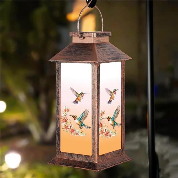 Solar Lantern Outdoor Waterproof Hummingbird Garden Decor Birthday Gifts - Picture 1 of 8